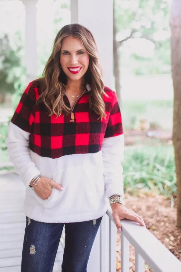 Bella Buffalo Plaid Kangaroo Pullover