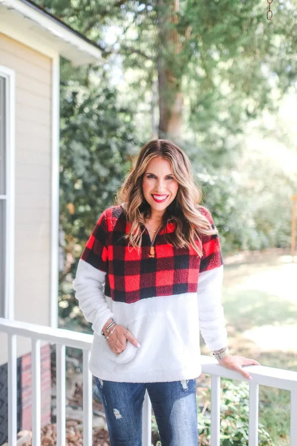 Bella Buffalo Plaid Kangaroo Pullover