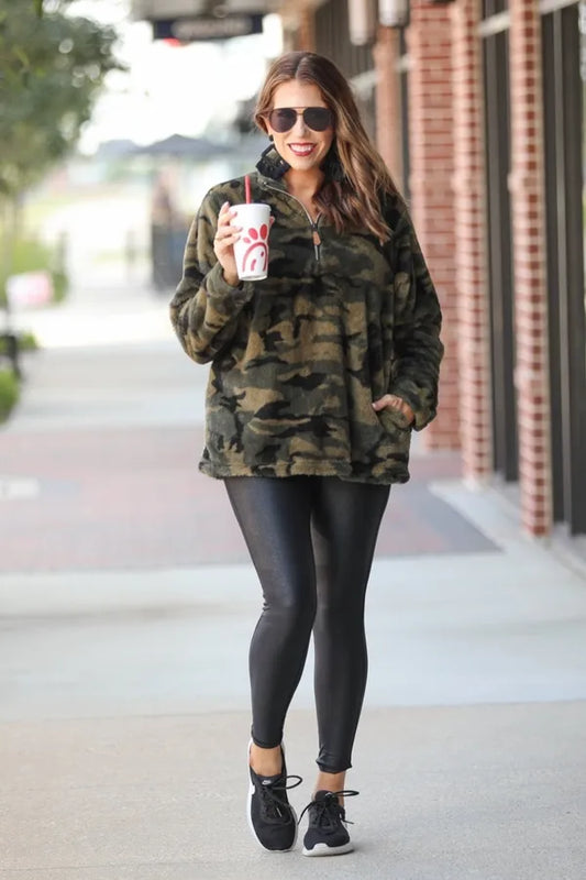 Conner Camo Faux Fur Pullover